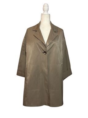 Helene Berman London 3/4 sleeve taupe flared trench coat - M